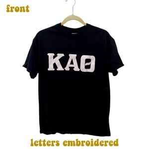 Kappa Alpha Theta Sorority Black Shirt/ White Embroidered Letters Size M